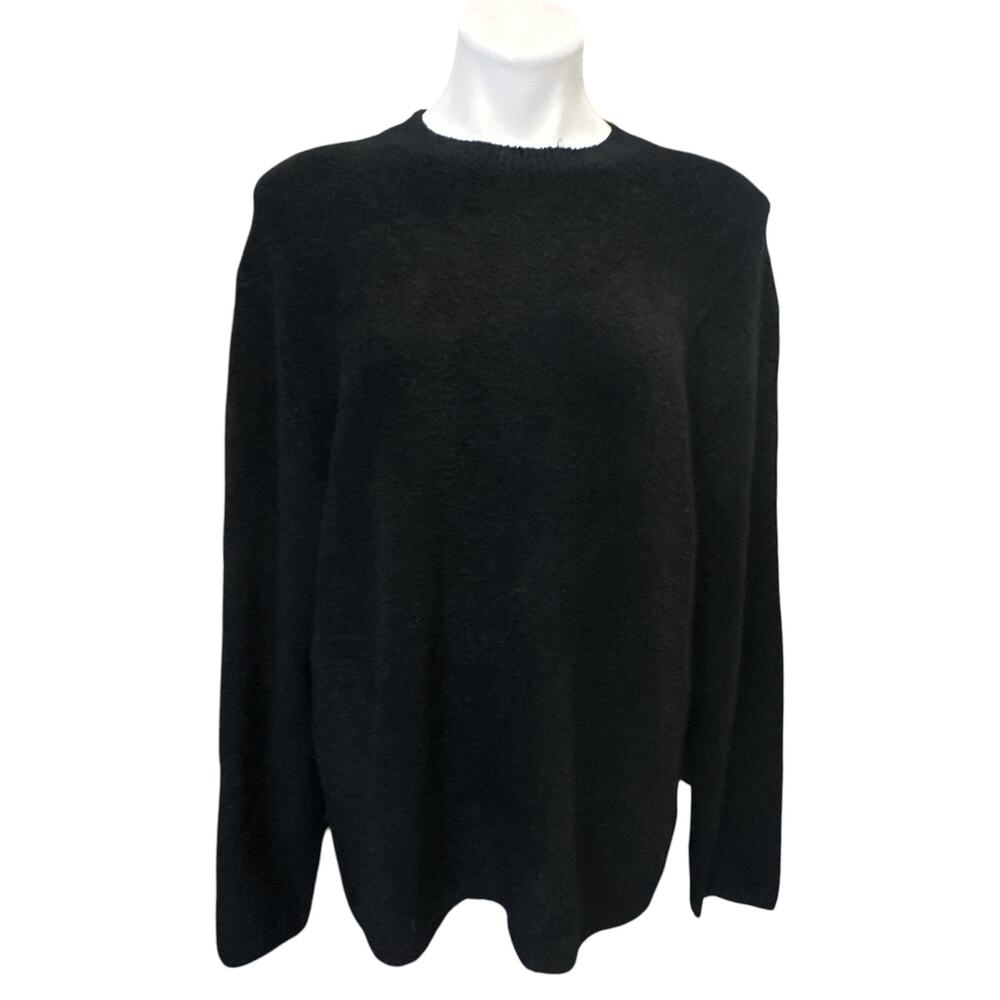 AllSaints Eamont Crew Sweater Men's Large Black Textured Knit Relaxed Pullover